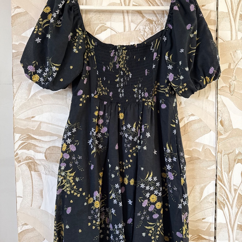 Steve Madden Black Floral Mini Dress – Puff Sleeve Sweetheart - Picture 7 of 7